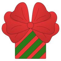 A box with a gift and a red ribbon, Christmas. color drawing vector