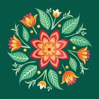 Floral pattern on green background vector