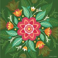 A colorful flower design on a green background vector