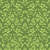 Green Floral Pattern Seamless Leaf and Flower Design vector