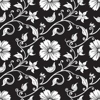 Floral Pattern Seamless Decorative Leaf and Flower Design Background, flower silhouette background vector