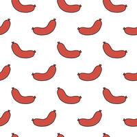 Seamless Pattern with Sausage on a white Background. Food print. Flat illustration. vector