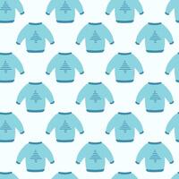 Seamless pattern. Winter sweater with Christmas tree design. Cozy background. flat illustration. vector