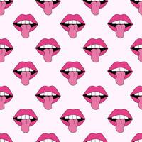 Seamless pattern with lips with tongue. flat illustration. vector