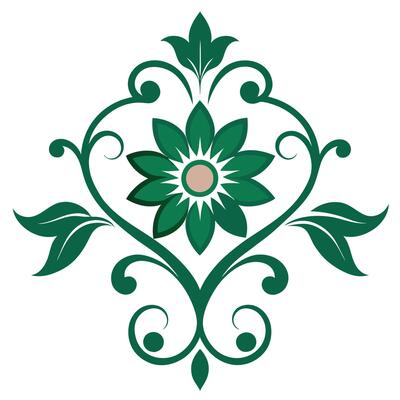 A green floral design with a flower