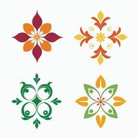 Four different floral designs on white background vector