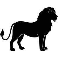 A black silhouette of a lion on a white background vector