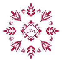 A red and white snowflake with the word love vector