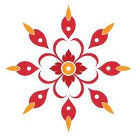 A red and yellow flower design on a white background vector