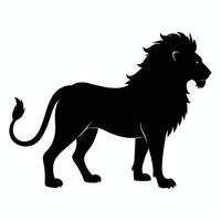 A black silhouette of a lion standing on a white background vector