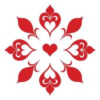 A red heart with leaves and flowers on a white background vector