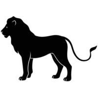 A black silhouette of a lion standing on a white background vector