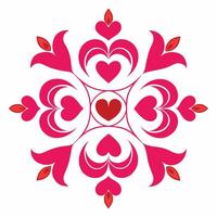 A red and pink flower with hearts in the center vector