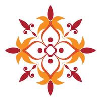A red and orange flower design on a white background vector