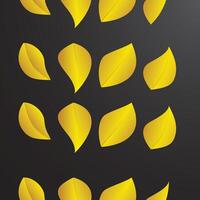 Yellow autumn leaves cascading down a dark background, creating a vibrant contrast and evoking the essence of fall. vector