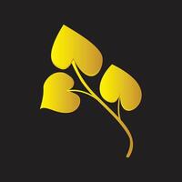 Golden heart-shaped leaves against a dark background, symbolizing love and warmth in a minimalistic design. vector