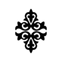 Elegant black decorative motif featuring intricate curves and flourishes on a white background, ideal for design elements or artistic projects. vector