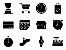 grocery store and time icons template vector