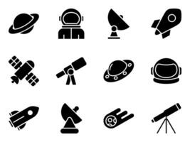 space exploration solid icons vector