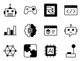 game technology icon set vector