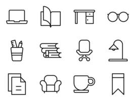 education and library lab line icons vector