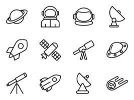 space exploration line icon set vector