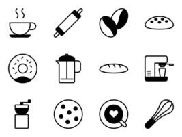 coffee and bakery simple icons vector