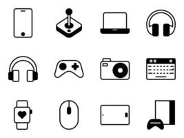 game and gadget device line icon set vector