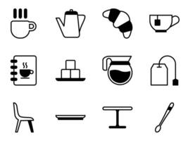 tea and coffee cafe icon set vector