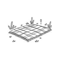 An illustration of a picnic blanket spread on a grassy field vector