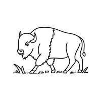 An illustration of a bison walking through a grassy plain vector