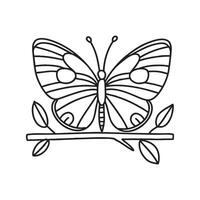 An illustration of a butterfly on a branch vector