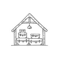 Illustration of an Attic Filled with Trunks and Boxes vector