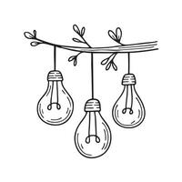 An illustration of a bulbs hanging from a tree branch vector