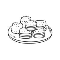 An illustration of biscuits arranged neatly on a plate vector