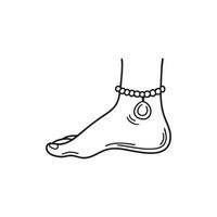 Illustration of bare foot ankle wear Jewlery anklet vector