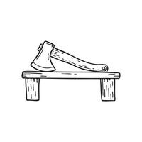 Illustration of an Axe Handle on a Workbench vector