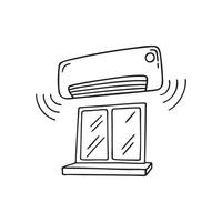 Illustration of an Air Conditioner Mounted Above a Window vector