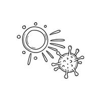 Illustration of an antibody attacking a virus in a microscopic scene vector