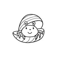 Simple drawing of a hermit crab in a shell vector
