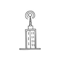 Illustration of an antenna on top of a tall building vector