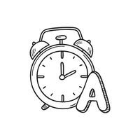 Illustration of the Letter A Beside an Alarm Clock vector