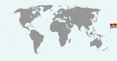 Pin map with Kiribati flag on world map. illustration. vector