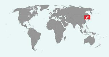 Pin map with Hong Kong flag on world map. illustration. vector