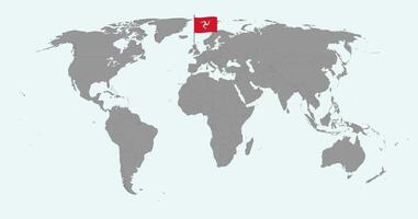 Pin map with Isle of Man flag on world map. illustration. vector