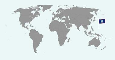 Pin map with Guam flag on world map. illustration. vector