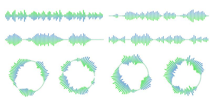 Set of circular ripple icons. Concentric circles with broken lines isolated on white background. Vortex, sonar wave, soundwave, sunburst, signal signs. graphic illustration
