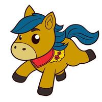 Playful Pony Running Through Colorful Fields vector