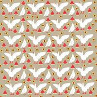 swan, dove with fruit as a pattern background vector
