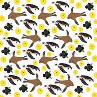 seals, turtles with fruit as a pattern background vector